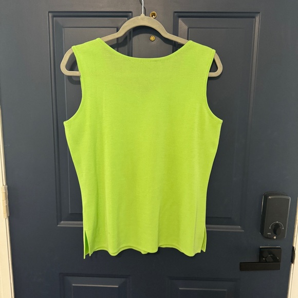 Ming Wang Lime Green Black Textured Twin Knit Blazer Sweater Tank Set Medium - Picture 9 of 10